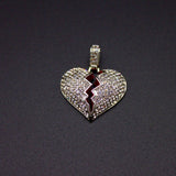 Broken Heart Iced Pendant
