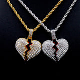 Broken Heart Iced Pendant