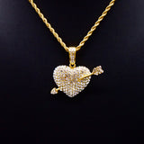 Cupid's Arrow Heart Iced Pendant