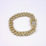 Gold Iced Out Cuban Bracelet w/ Iced Clasp