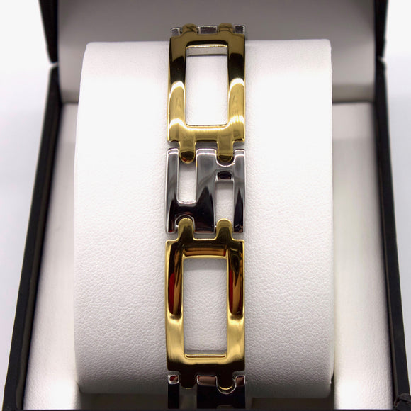 Gold Two-Tone S Design Stainless Steel Bracelet