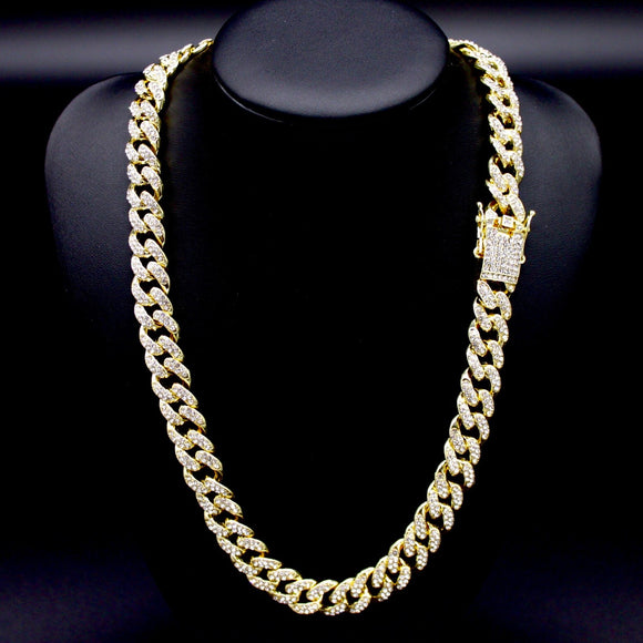 13mm Iced Out Cuban Chain w/ Iced Clasp