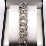 White Gold Iced Cuban Link Bracelet