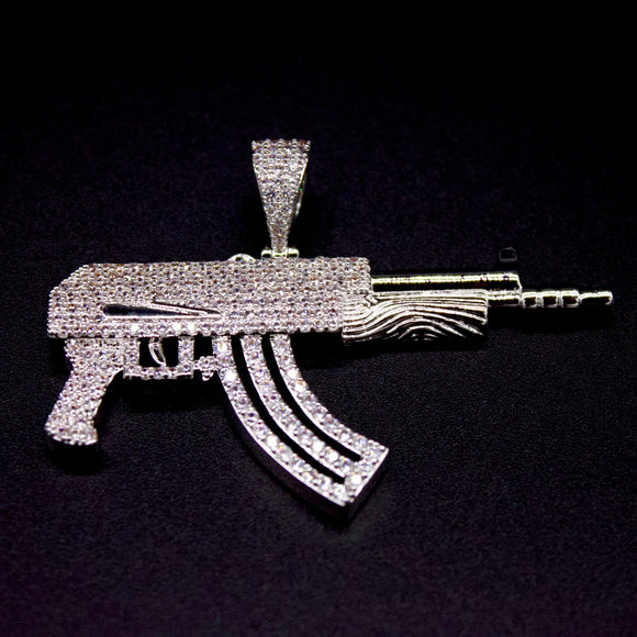 Tri-tone Gold AK-47 Rifle CZ Pendant