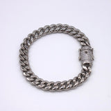 18k White Gold Miami Cuban Bracelet w/ Diamond Clasp