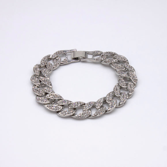 White Gold Iced Cuban Link Bracelet