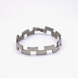 White Gold Finish Greek Medusa Pattern Stainless Steel Bracelet