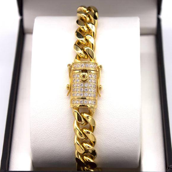 18k Gold Miami Cuban Bracelet w/ Diamond Clasp